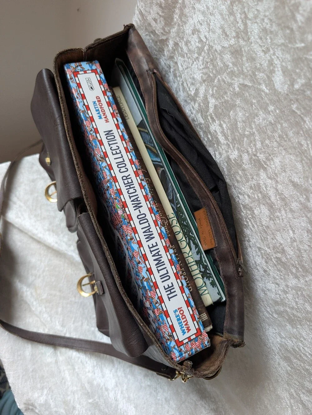 Handmade Peruvian Real Leather Woven Textile Briefcase Book Messenger Bag